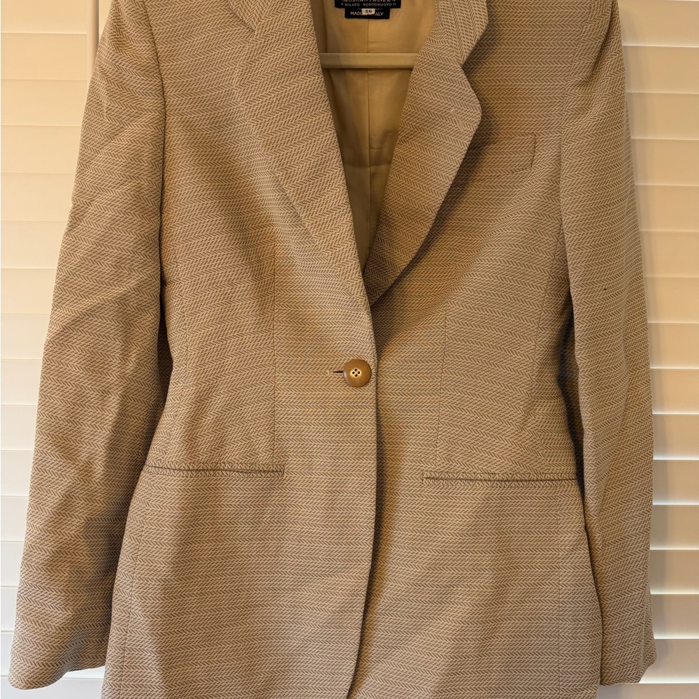 Giorgio Armani Herringbone Cream Blazer